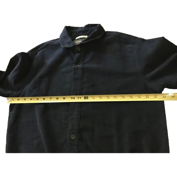 DS Dundee Mens Navy Blue Cotton Jacket Button Down Shirt Pocket 40 Contrast Cuff - Picture 14 of 15